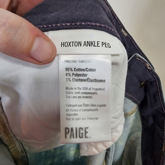 Paige‎ Hoxton Ankle Peg Step Hem Flaw Straight Leg Women 26 Tie Dye Splotch Jean - Picture 7 of 11